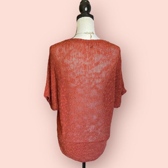 Eileen Fisher Linen Sweater Rust Red Petite XS S Long Tunic Length - Picture 7 of 13